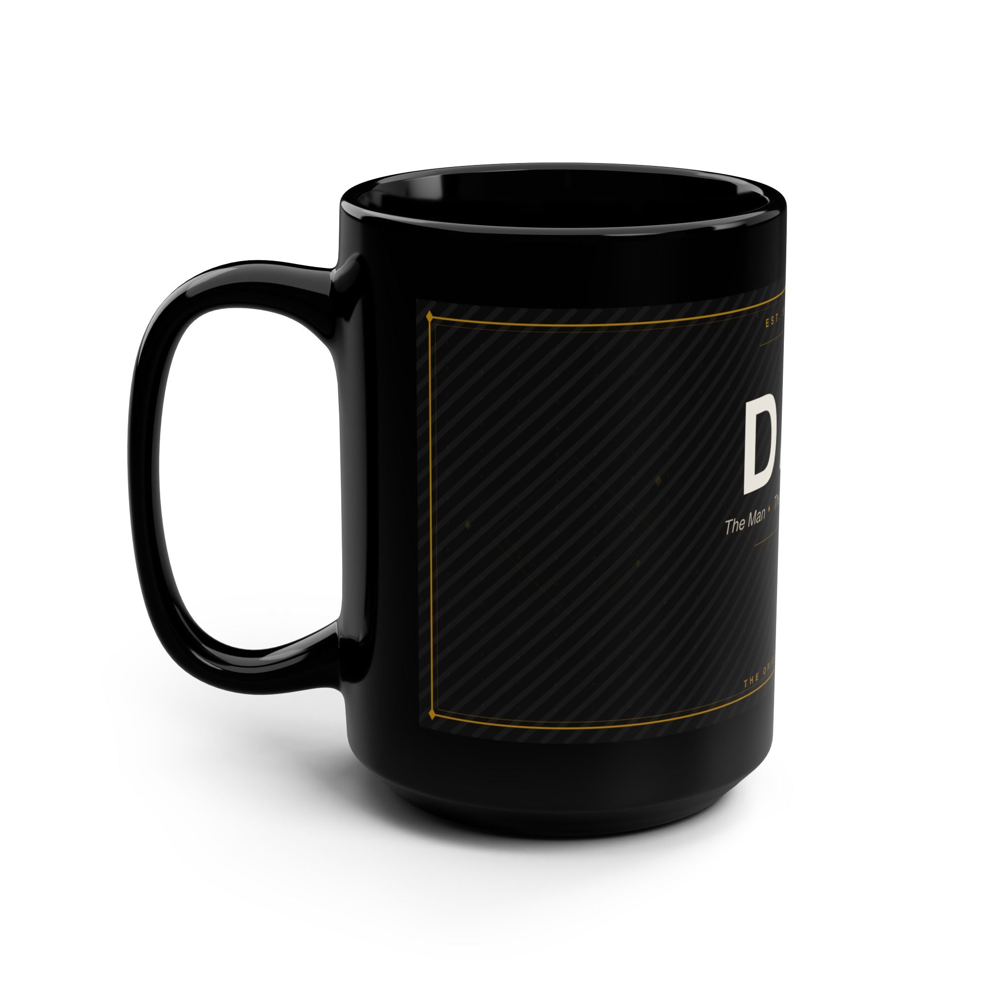 DAD vintage label typography Mug | Black 15oz ceramic