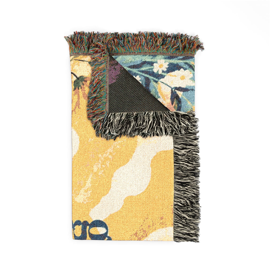 Good Things Take Time woven blanket | Scenic sunrise mountain tapestry
