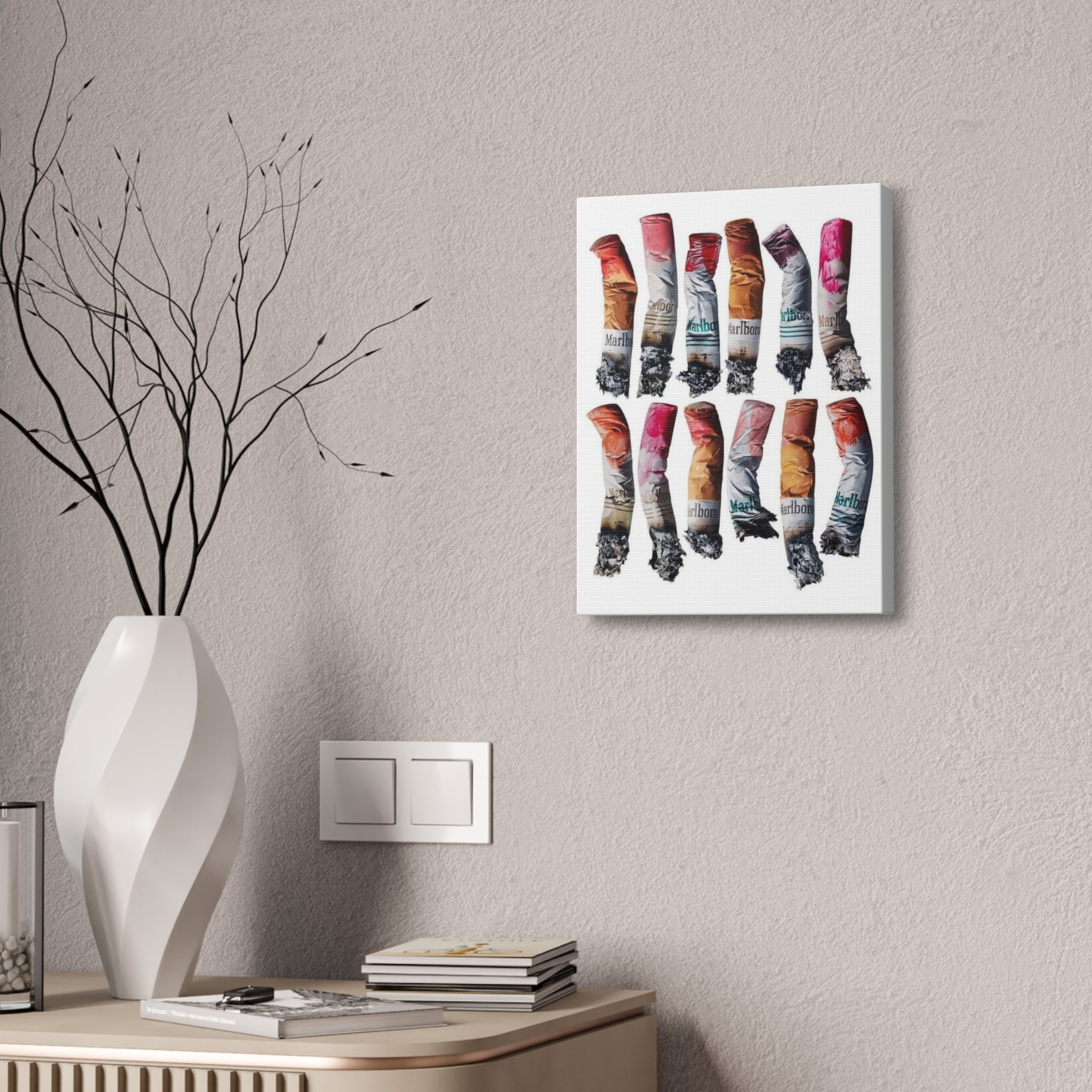 Crushed Cigarette Filter Pattern Canvas Stretched | 1.5"