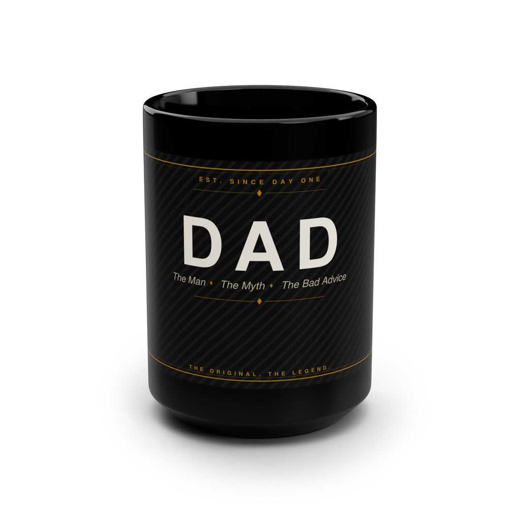 DAD vintage label typography Mug | Black 15oz ceramic
