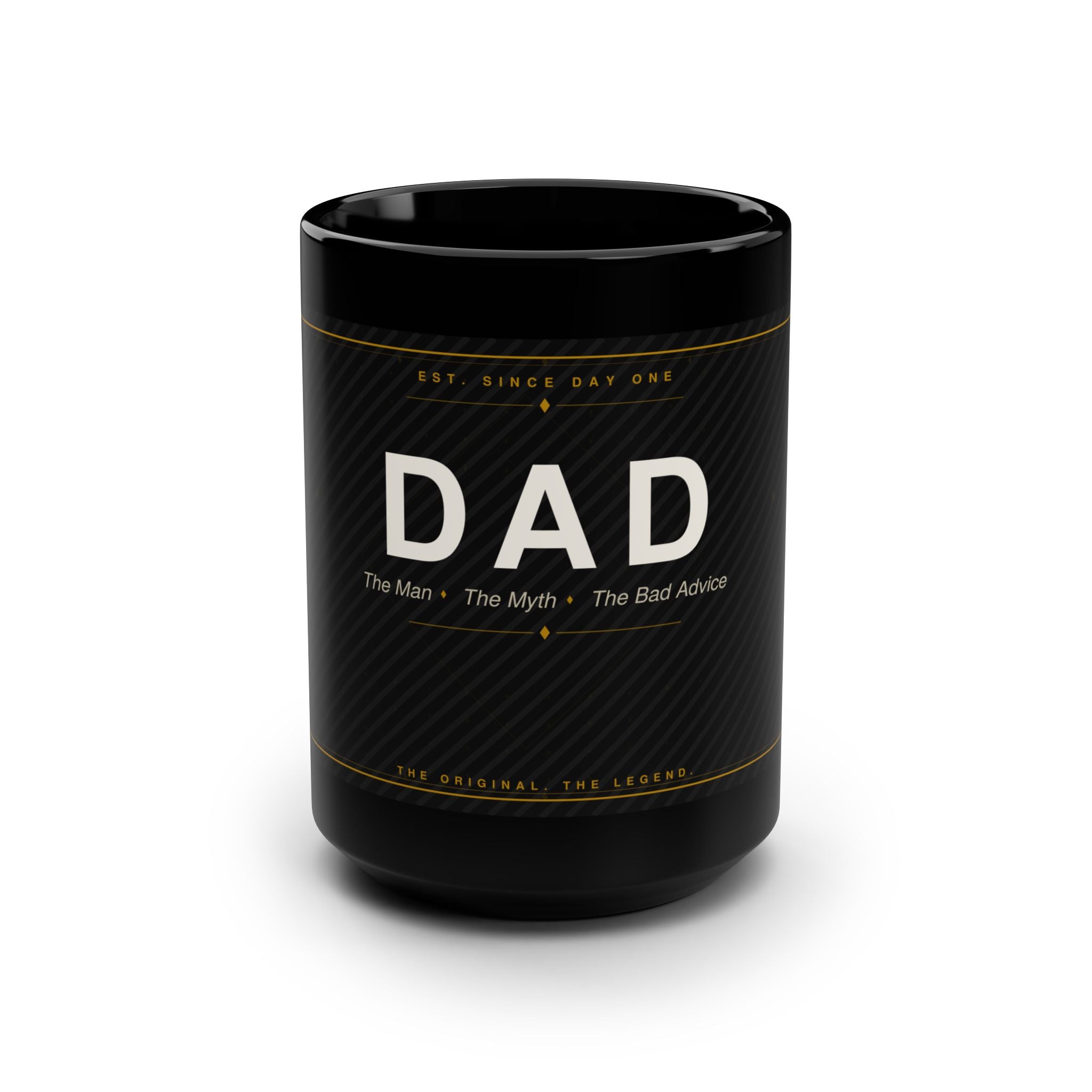 DAD vintage label typography Mug | Black 15oz ceramic