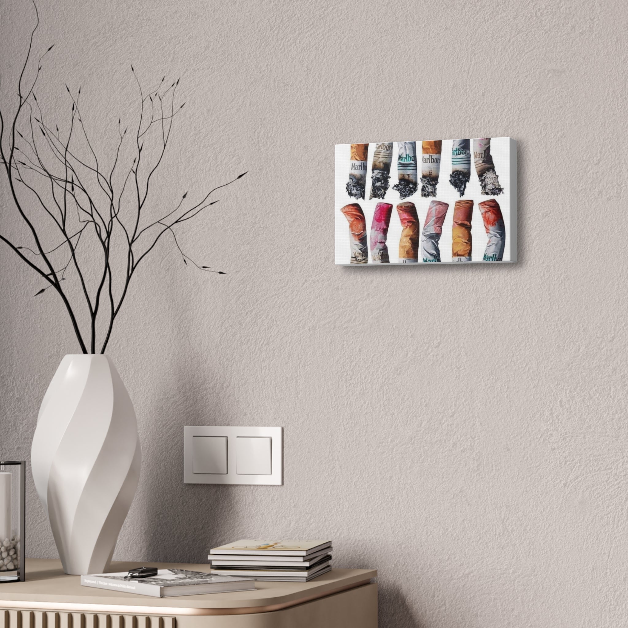 Crushed Cigarette Filter Pattern Canvas Stretched | 1.5"