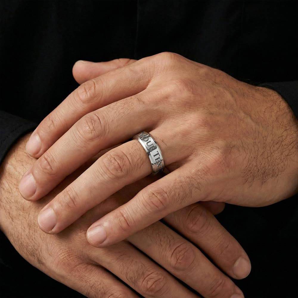 Engraved message men's ring