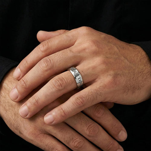 Engraved message men's ring
