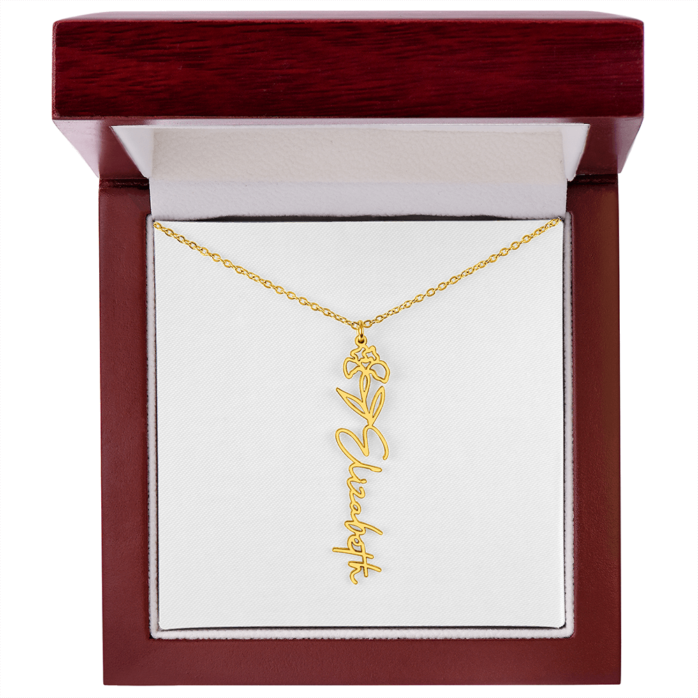 Personalized flower birth month and name necklace