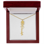 Personalized flower birth month and name necklace