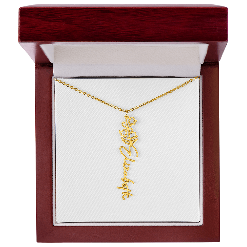 Personalized flower birth month and name necklace