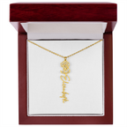 Personalized flower birth month and name necklace