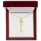 Personalized flower birth month and name necklace