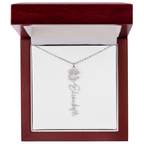 Personalized flower birth month and name necklace